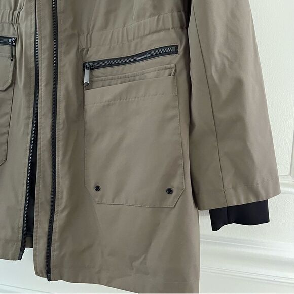Sam Edelman Stretch Hooded Transitional Jacket OLIVE Women’s Size Small, NWT - Picture 4 of 10